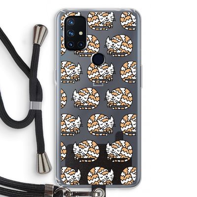 Slapende poes: OnePlus Nord N10 5G Transparant Hoesje met koord