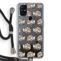 Slapende poes: OnePlus Nord N10 5G Transparant Hoesje met koord