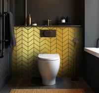 Tegelstickers badkamer visgraat goud