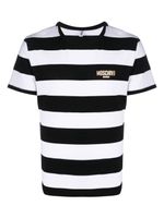 Moschino t-shirt rayé en coton à logo imprimé - Blanc