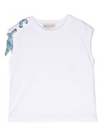 PUCCI Junior t-shirt en coton à détail de foulard - Blanc