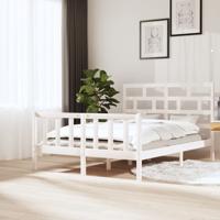 Bedframe massief grenenhout wit 150x200 cm