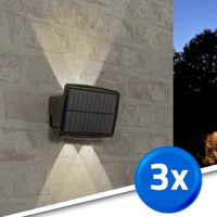 Solar up down wandlamp njord met warm wit licht - voordeelset van 3