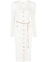 Michael Michael Kors robe mi-longue ceinturé à design nervuré - Blanc