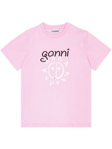 GANNI t-shirt en coton biologique à logo imprimé - Rose