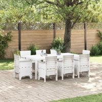 9-delige tuinset van wit poly rattan
