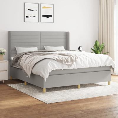 Boxspring met matras stof lichtgrijs 180x200 cm