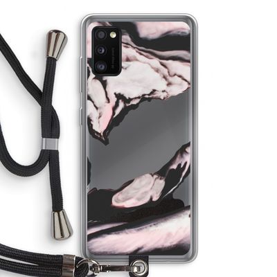 Roze stroom: Samsung Galaxy A41 Transparant Hoesje met koord