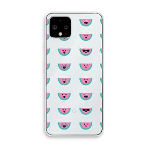 Smiley watermeloenprint: Pixel 4 Transparant Hoesje