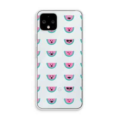Smiley watermeloenprint: Pixel 4 Transparant Hoesje