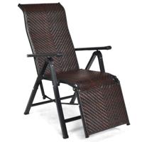 Opvouwbare Rotan Ligstoel Draagbare Ligstoel met Verstelbare Standen Buiten Ligstoel met Brede Armleuning Stevig Stalen Frame voor Tuin