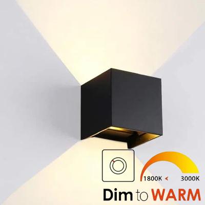 Qube DIM TO WARM Wandlamp LED 6Watt ZWART 230Volt IP65