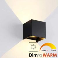 Qube DIM TO WARM Wandlamp LED 6Watt ZWART 230Volt IP65