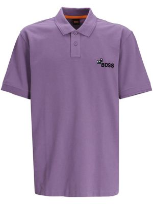 BOSS Poloshirt met logopatch - Paars