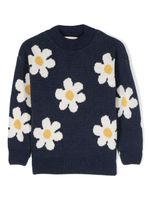 Bobo Choses pull Big Flower en maille intarsia - Bleu