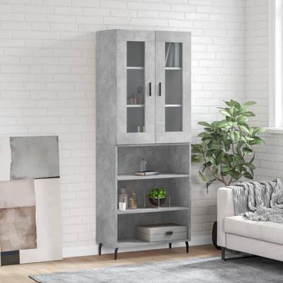 Hoge kast 69,5x34x180 cm bewerkt hout betongrijs