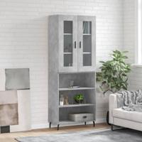 Hoge kast 69,5x34x180 cm bewerkt hout betongrijs