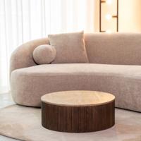 LABEL51 Ronde Salontafel 'Ribble' Travertin en hout, 70cm