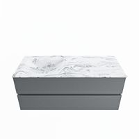 MONDIAZ VICA-DLUX 120cm badmeubel onderkast Plata 2 lades. Inbouw wastafel CLOUD links zonder kraangat, kleur Glace. - thumbnail