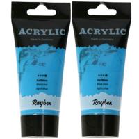 Acrylverf/hobbyverf op waterbasis - 2x - lichtblauw - 75 ml - Schilderen/knutselen