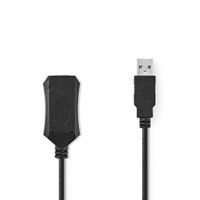 Nedis CCGL60EXTBK200 Actieve Usb-kabel Usb 2.0 Usb-a Male Usb-a Female 480 Mbps 20.0 M Rond Vernikkeld Pvc Koper Label - thumbnail