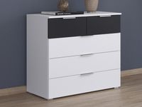 Commode MANOZA 5 lades wit/metaalgrijs