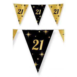 21 jaar Leeftijd verjaardag vlaggetjes - 2x stuks - zwart/goud - 10 meter - versiering - feestartike
