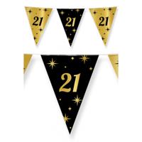 21 jaar Leeftijd verjaardag vlaggetjes - 2x stuks - zwart/goud - 10 meter - versiering - feestartike