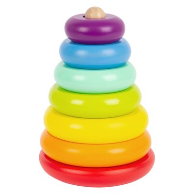 Small Foot houten stapeltoren regenboog, 7dlg.