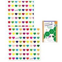 Herbruikbare Set van 2 Bijenwasdoeken Beeskin M & L - Colourful Hearts - thumbnail