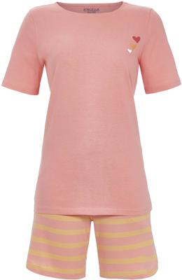 Katoen gestreepte shortama roze