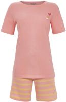 Katoen gestreepte shortama roze