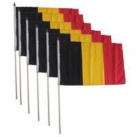 Grote zwaaivlag Belgie - Set van 6x stuks - 30 x 45 cm - polyester - Luxe - Belgie versiering - vlag