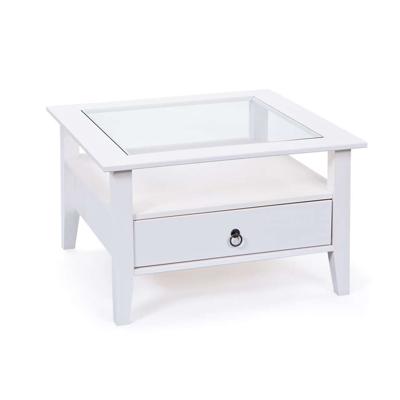 Leen Bakker - Salontafel Provence - 45x75x75 Cm - Hout/Glas - Wit