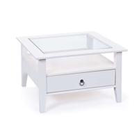 Leen Bakker - Salontafel Provence - 45x75x75 Cm - Hout/Glas - Wit