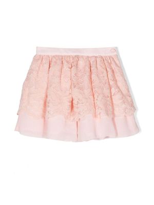 Patachou minijupe bordée de dentelle - Rose