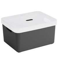 Sunware opbergbox/mand 32 liter antraciet grijs kunststof met transparante deksel - Opbergbox - thumbnail