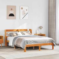 Bedframe zonder matras massief grenenhout wasbruin 140x200 cm