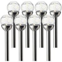 Lumineo LED steker bol Navi - 8x - solar - 30 cm - RVS - tuinverlichting tuinsteker - Tuinlampen
