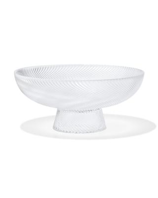 051 Schaal Op Voet Ø23x12cm Bergen Glas Twist Reliëf (transparant)