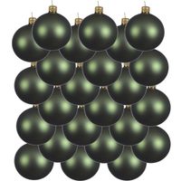 24x Donkergroene glazen kerstballen 6 cm mat - thumbnail