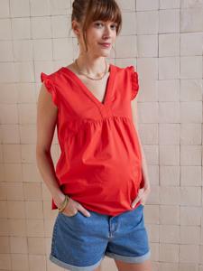 Mouwloze zwangerschapsblouse van katoenen voile grenadine