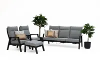 Trestino stoel-bank loungeset lectoure 3-zits zwart