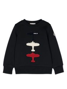 Moncler Enfant sweat à logo brodé - Bleu