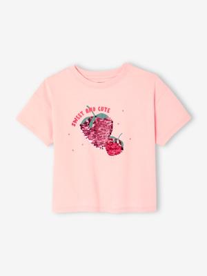 Meisjesshirt met lovertjes snoepjesroze