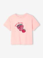 Meisjesshirt met lovertjes snoepjesroze