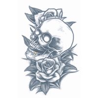 Carnaval verkleed nep tattoo - gangster skull en rozen - getatoeerde armen - volwassenen - thumbnail