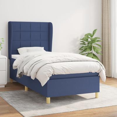 Boxspring met matras stof blauw 100x200 cm
