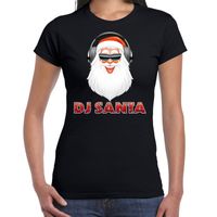 Fout kerstshirt zwart DJ Santa met koptelefoon voor dames - thumbnail