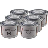 Blik vuur tuinfakkel - 6x - 11 x 7 cm - 4 branduren - verlichting in blik - tuinkaars